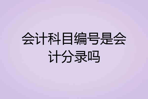 会计科目编号是会计分录吗