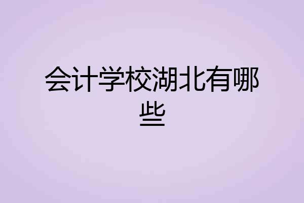 会计学校湖北有哪些