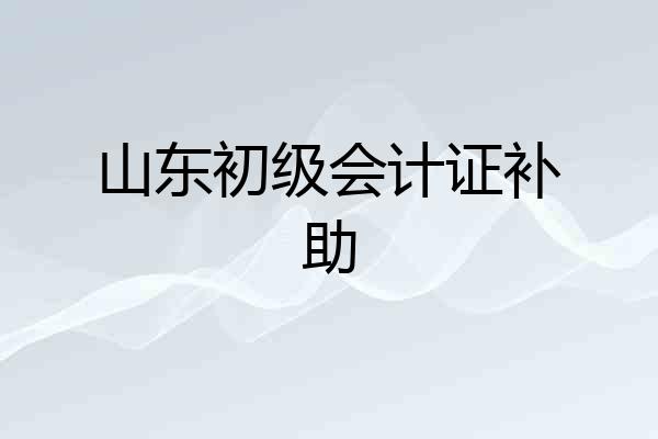 山东初级会计证补助