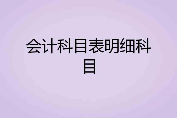 会计科目表明细科目