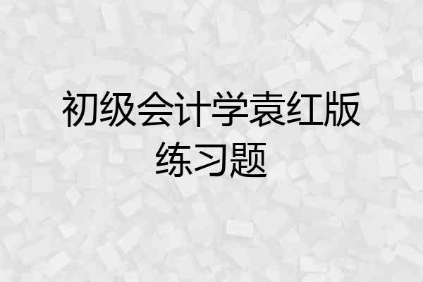 初级会计学袁红版练习题