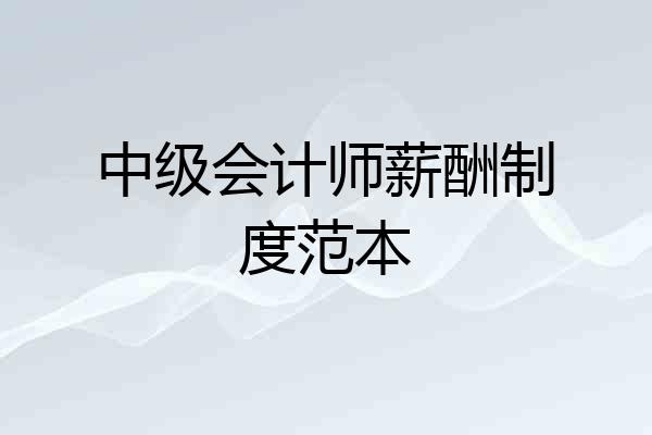 中级会计师薪酬制度范本