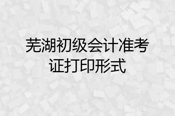 芜湖初级会计准考证打印形式