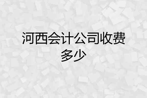 河西会计公司收费多少