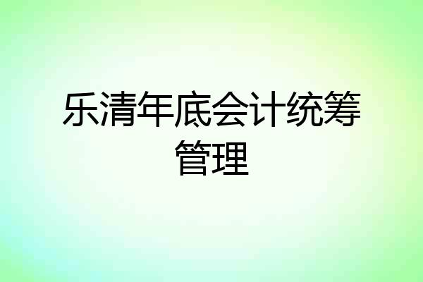乐清年底会计统筹管理