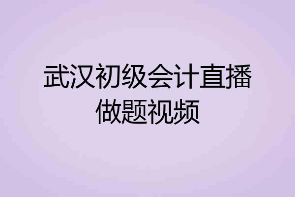 武汉初级会计直播做题视频