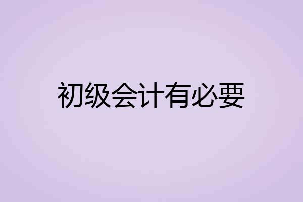 初级会计有必要