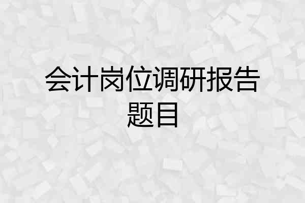 会计岗位调研报告题目