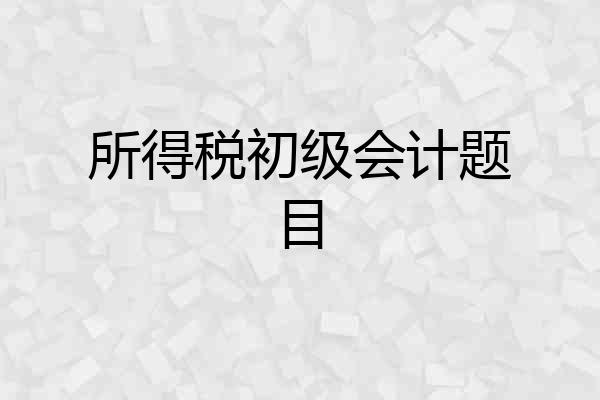 所得税初级会计题目