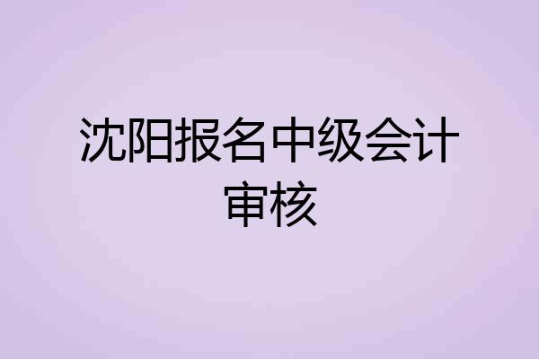 沈阳报名中级会计审核