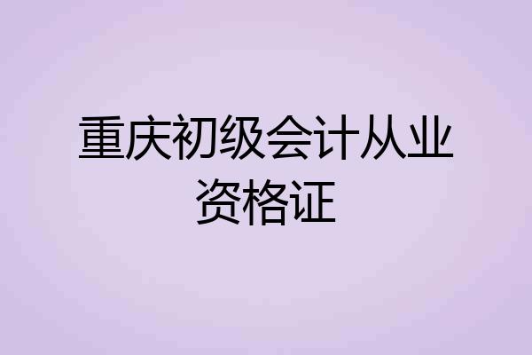 重庆初级会计从业资格证