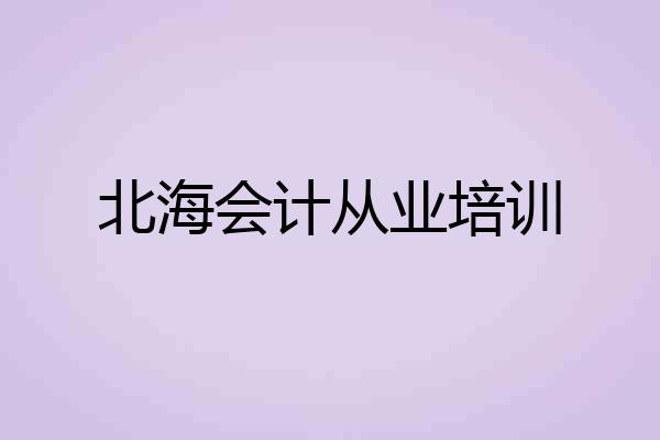 北海会计从业培训