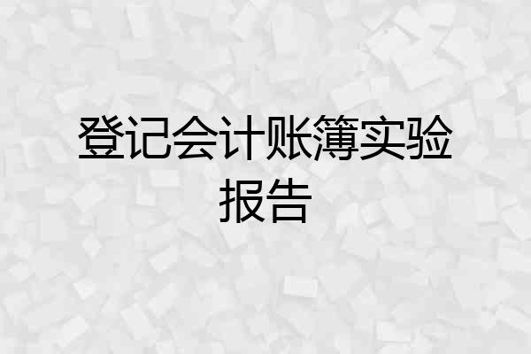 登记会计账簿实验报告