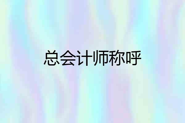 总会计师称呼
