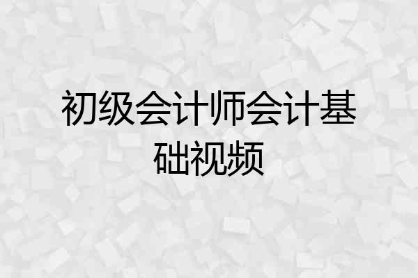 初级会计师会计基础视频