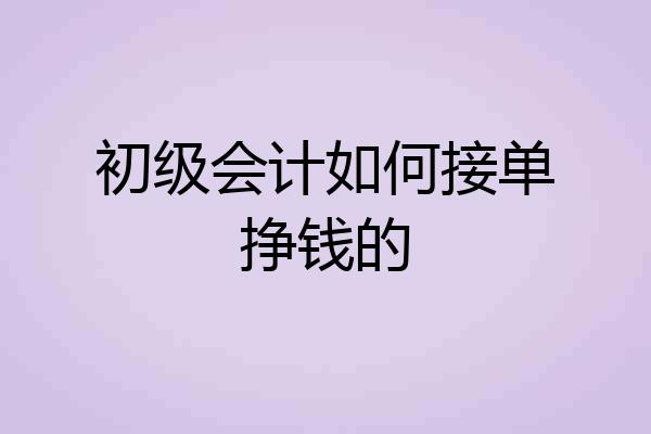 初级会计如何接单挣钱的