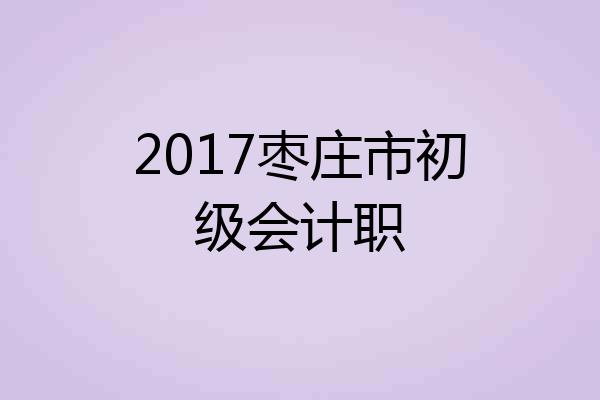 2017枣庄市初级会计职