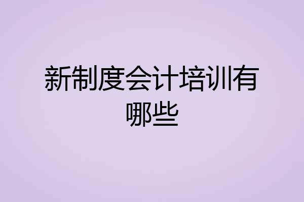 新制度会计培训有哪些