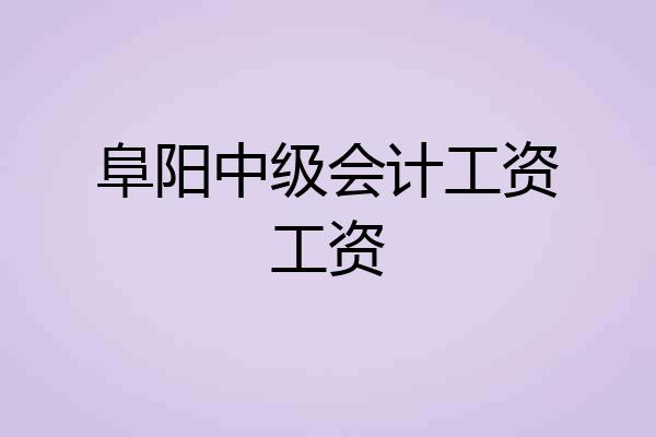 阜阳中级会计工资工资