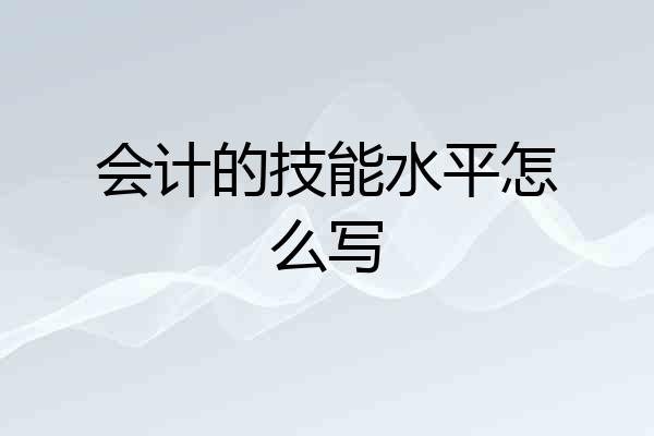会计的技能水平怎么写