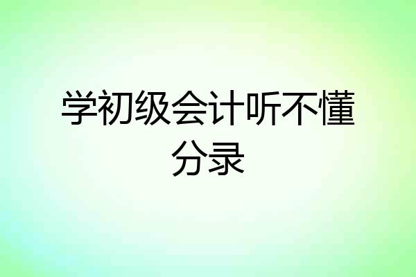 学初级会计听不懂分录