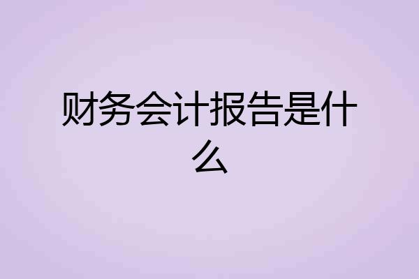 财务会计报告是什么