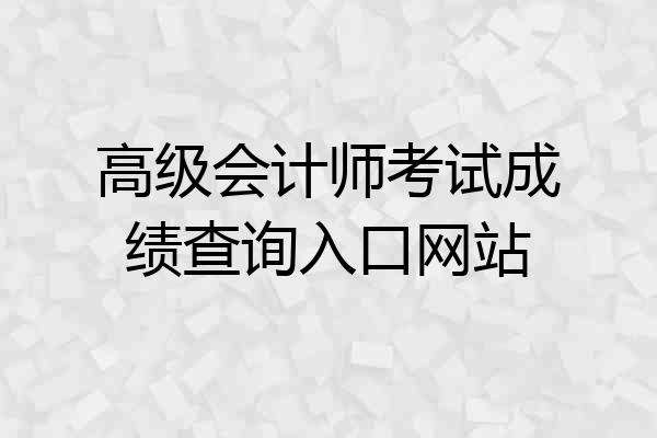 高级会计师考试成绩查询入口网站