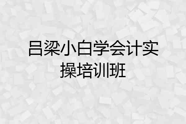 吕梁小白学会计实操培训班