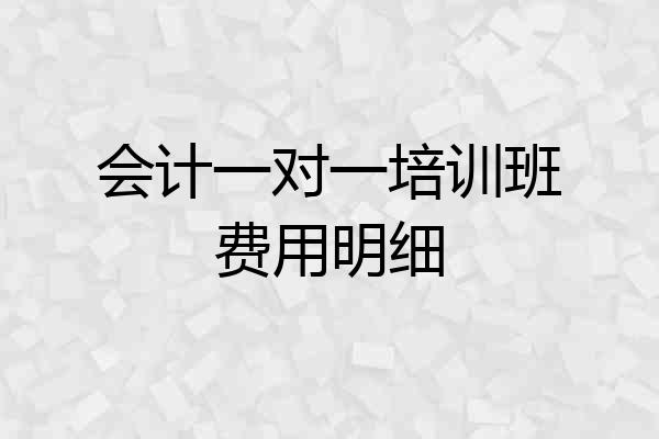 会计一对一培训班费用明细