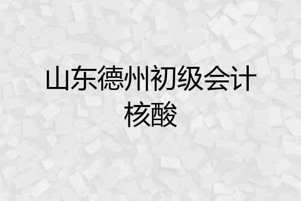 山东德州初级会计核酸