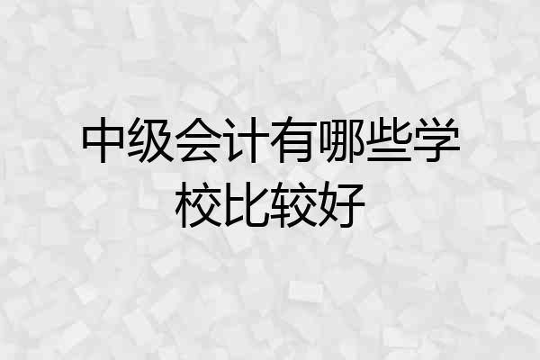 中级会计有哪些学校比较好