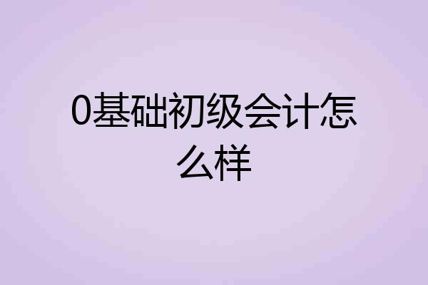 0基础初级会计怎么样