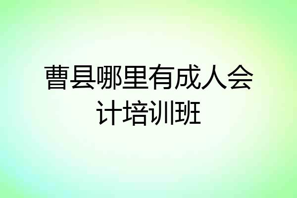 曹县哪里有成人会计培训班