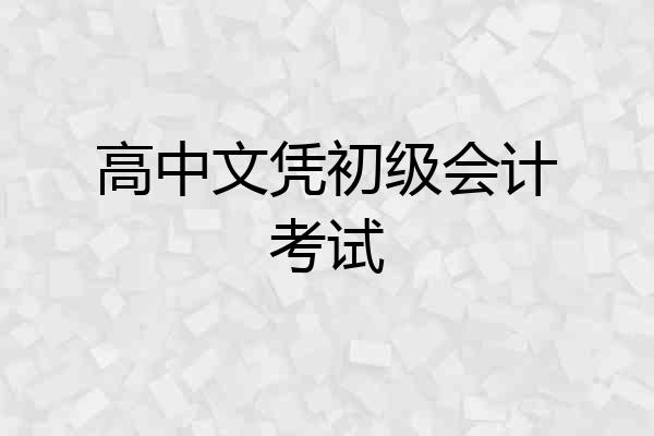 高中文凭初级会计考试