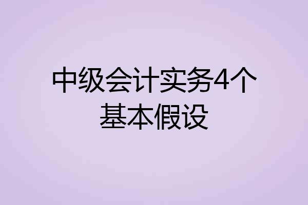 中级会计实务4个基本假设
