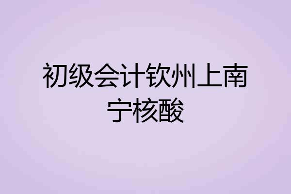 初级会计钦州上南宁核酸