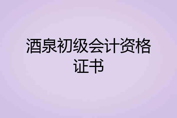 酒泉初级会计资格证书