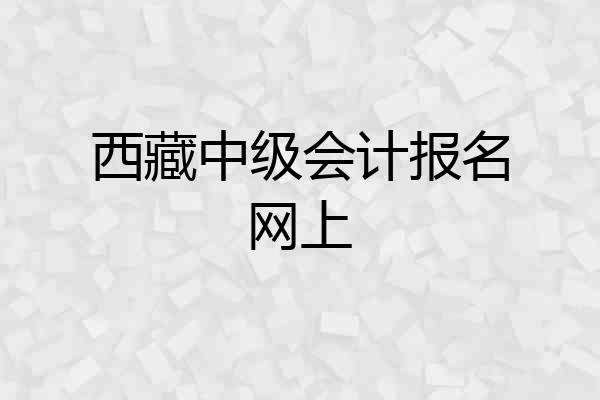 西藏中级会计报名网上