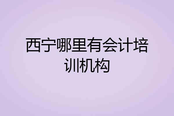 西宁哪里有会计培训机构