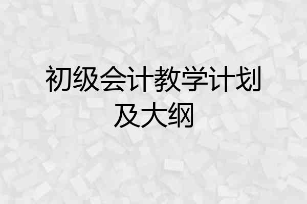 初级会计教学计划及大纲