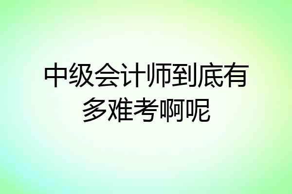 中级会计师到底有多难考啊呢