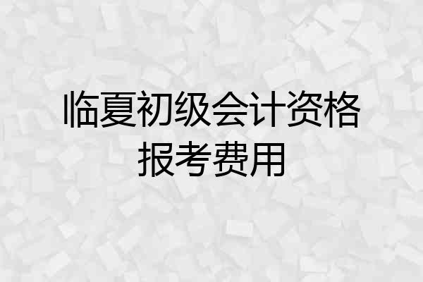 临夏初级会计资格报考费用