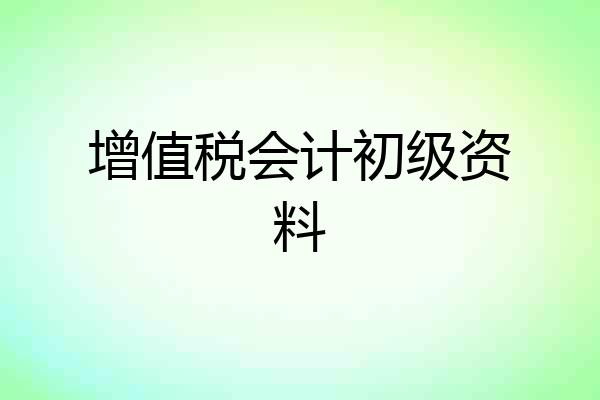 增值税会计初级资料