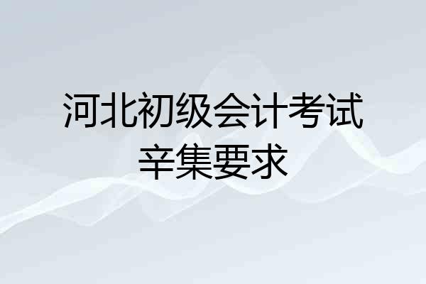 河北初级会计考试辛集要求