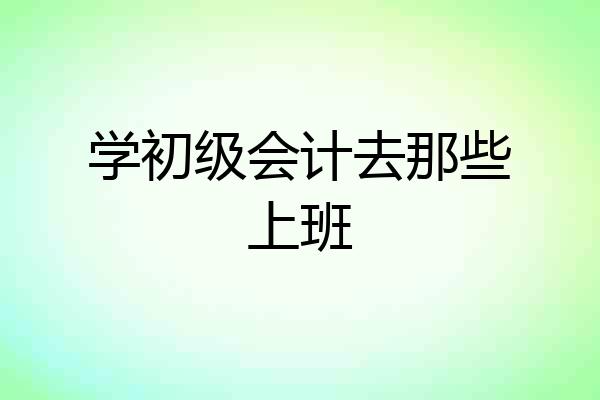 学初级会计去那些上班