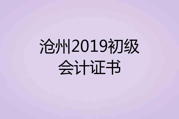 沧州2019初级会计证书