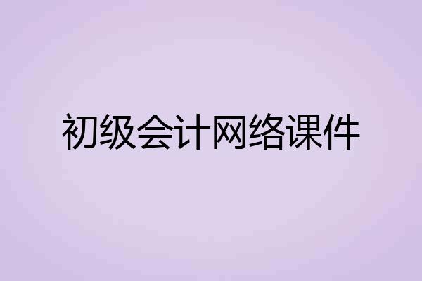 初级会计网络课件