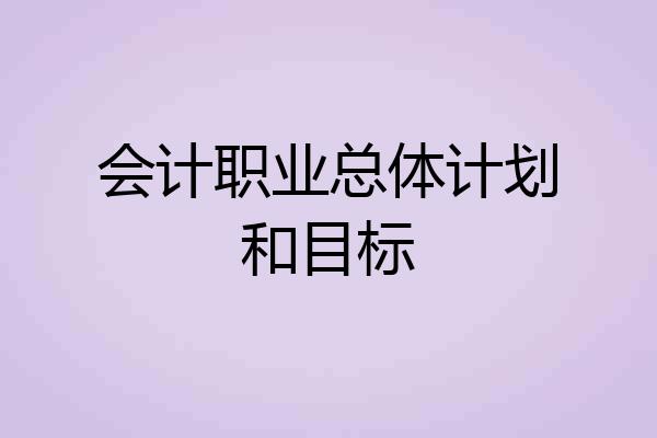 会计职业总体计划和目标