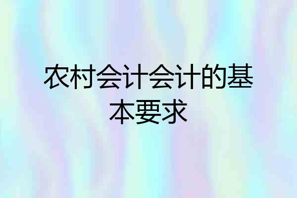 农村会计会计的基本要求