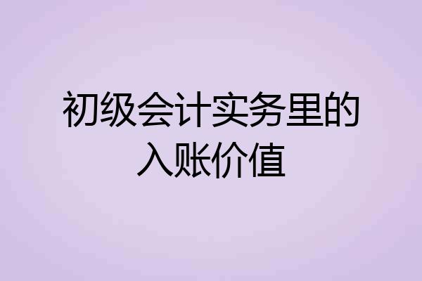 初级会计实务里的入账价值